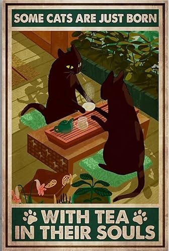 Blechschild mit Aufschrift "Two Cats Love Tea Some Cats Just Born with Tea Their Souls", Retro-Blechschild für Zuhause, Kaffee, Wanddekoration, 20,3 x 30,5 cm Blechschild mit Aufschrift "Two Cats Love Tea Some Cats Just Born with Tea Their Souls", Retro-Blechschild für Zuhause, Kaffee, Wanddekoration, 20,3 x 30,5 cm von Contrence