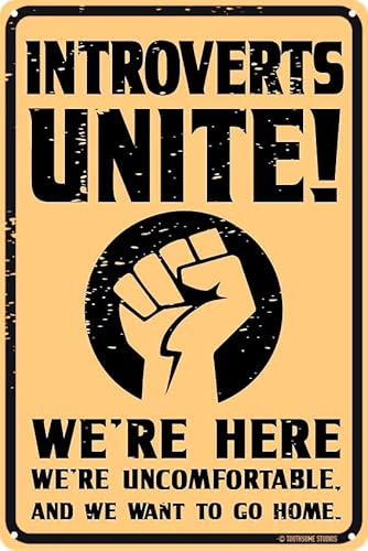 Introverts Unite Lustiges Blechschild, 30,5 x 20,3 cm von Contrence