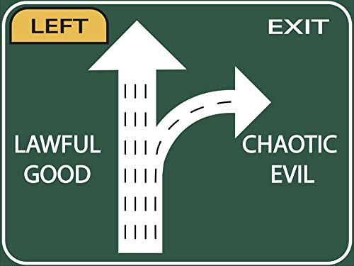 Lawful Good Chaotic Evil Life Decision 30,5 x 20,3 cm RPG Blechschild Autobahnausgang Schild Lustiges Spielzimmer/Garagenschild Neuheit Männerhöhle Raumdekoration von Contrence