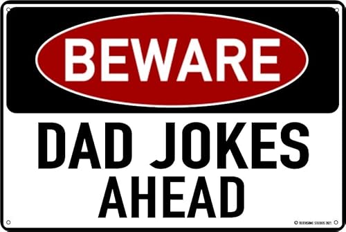 Lustiges Blechschild "Beware Dad Jokes Ahead", 30,5 x 20,3 cm von Contrence