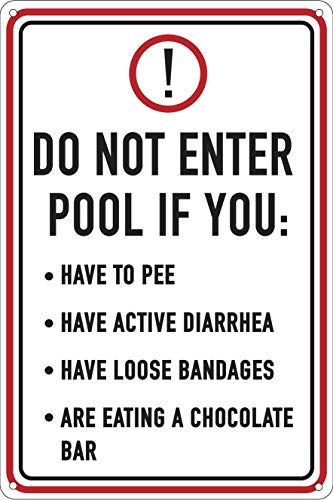 Lustiges Blechschild mit Aufschrift "Do Not Enter Pool If 30,5 x 20,3 cm, unangemessener Humor, Gag Pool, Innen- und Außenbereich, Heimdekoration von Contrence