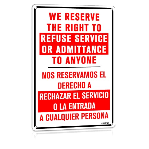 Metall-Blechschild mit Aufschrift "Warning We Reserve The Right To Refuse Service", Wände, Zaunpfosten und Tür, 20,3 x 30,5 cm von Contrence