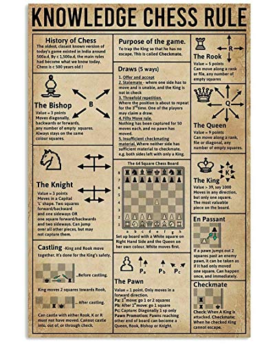 Metallschild "Wissen Schachregel" Retro Nostalgisches Metallposter Schule Bar Cafe Infografik Blechschild 20,3 x 30,5 cm von Contrence