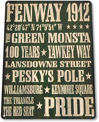 Vintage Blechschild Fenway Baseball Red Sox Metallschild Store Bar Cafe Club Wanddekoration Plakette Metallposter 20,3 x 30,5 cm Vintage Blechschild Fenway Baseball Red Sox Metallschild Store Bar Cafe Club Wanddekoration Plakette Metallposter 20,3 x 30,5 cm von Contrence