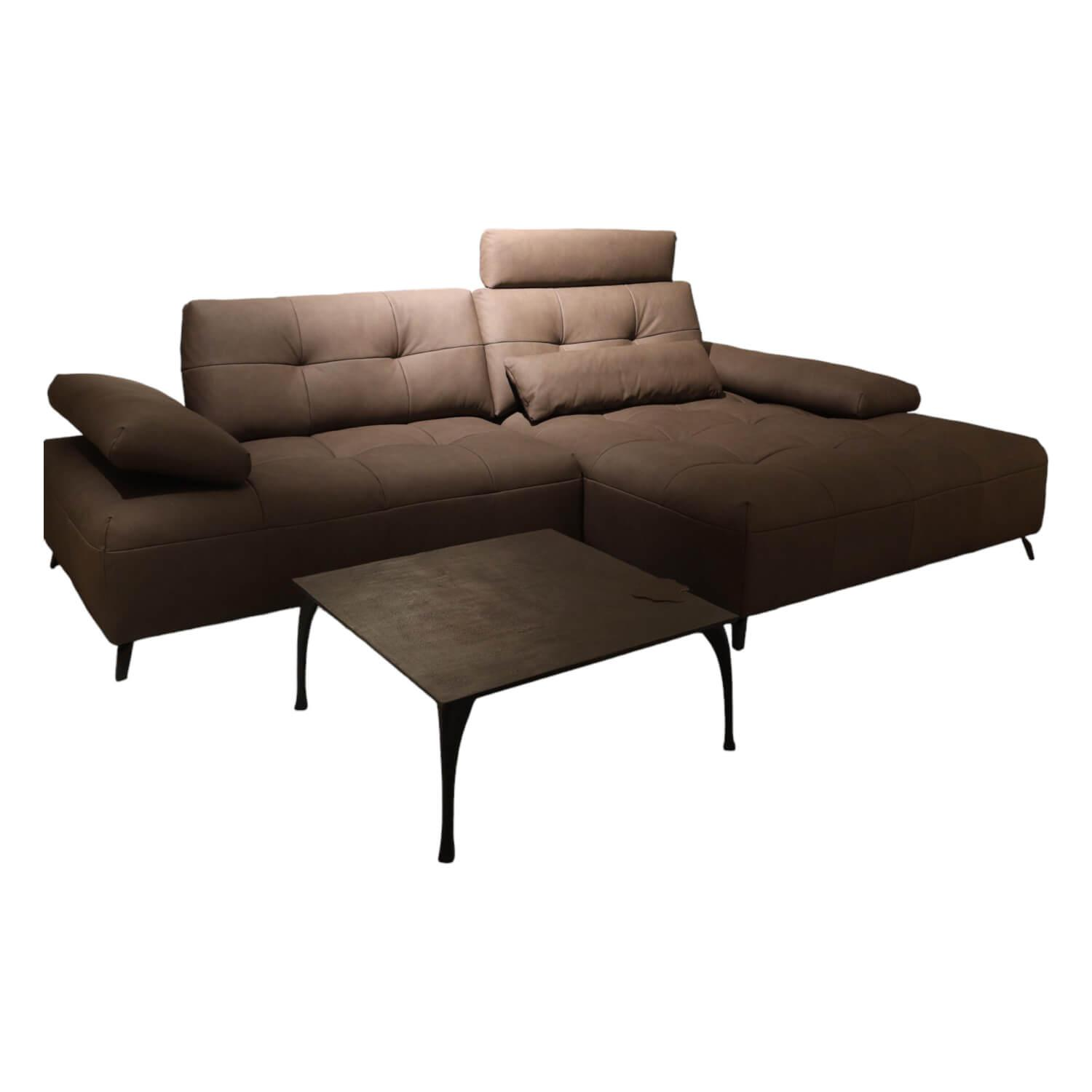 Ecksofa Comodo Bezug Leder Leonessa Hunter Braun Grau Metallfüße Schwarz Inklusi... von Contur