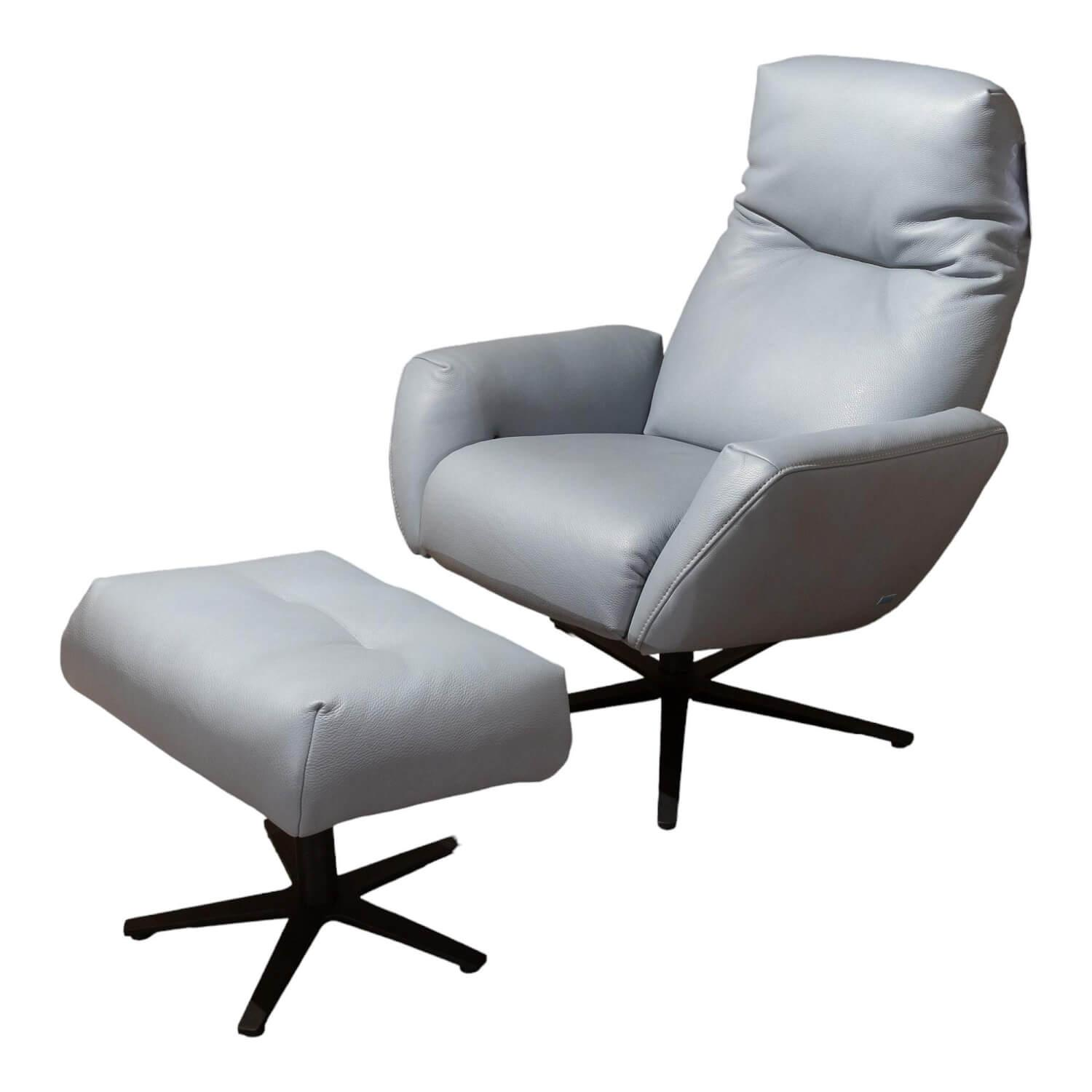 Sessel Terni Leder K Mariposa Pool Grau Blau Sternfuß Anthrazit Mit Hocker Sessel Terni Leder K Mariposa Pool Grau Blau Sternfuß Anthrazit Mit Hocker von Contur