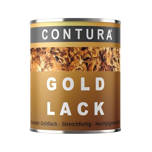 0,75 Liter Goldlack Goldfarbe Effektlack Metalleffekt Lack innen & außen für Holz, Metall Bilderrahmen Gold- Effekt wie Blattgold von Contura
