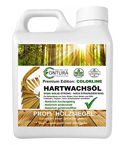 1 Liter Contura Hartwachsöl High Solid Colorline FARBIG weiß grau braun schwarz Hartwachs Öl Fußbodenöl Parkettöl Möbelöl Holzöl Hartöl (Havanna - mittelbraun 11) von Contura