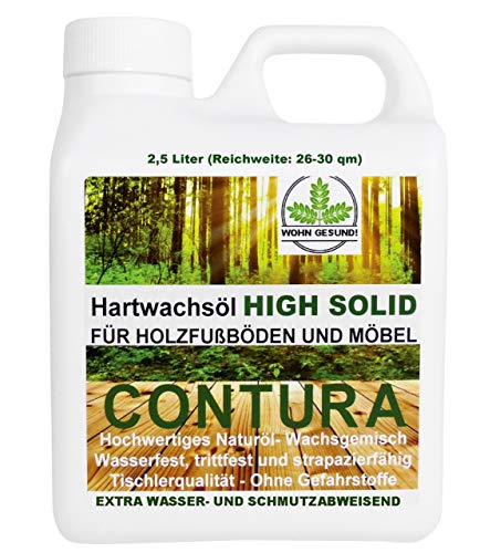 2,5 Liter Contura HARTWACHSÖL Premium High Solid Holzöl Parkettöl Fussbodenöl Möbelöl Wachs Holzwachs Farblos anfeuernd Hartöl Holzschutz von Contura