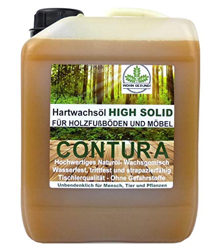 CONTURA Hartwachsöl High Solid Holzschutz Holzöl Parkett Fussboden Treppen Möbel Öl Wachs Holzwachs 2,5 Liter Farblos anfeuernd Hartöl von Contura