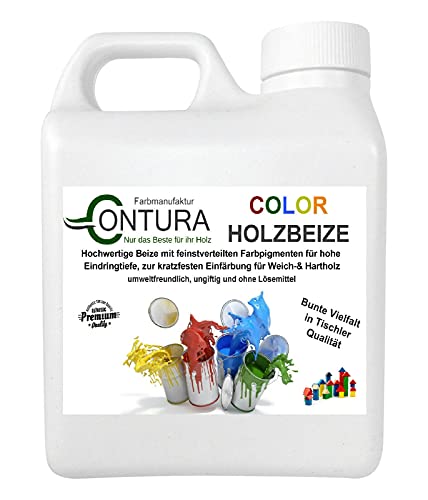 Colorbeize Weiß Holzbeize Tischler Beize Holz Farbe Wasserbeize Möbel Holzfarbe Wasserbasis (1 Liter) von Contura