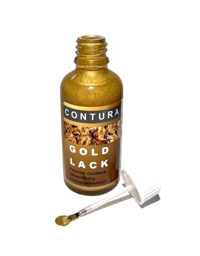 Goldlack Gold Farbe Pinsel Lackstift Bilderrahmen Möbel Bastel Effektfarbe 50ml. von Contura