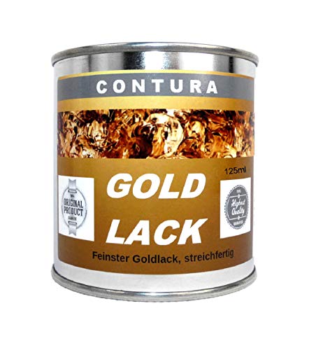 Goldlack Goldfarbe Effektlack Metalleffekt Lack innen & außen für Holz, Metall Bilderrahmen Gold- Effekt wie Blattgold 125ml von Contura