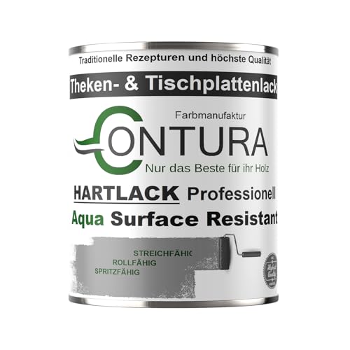 Hartlack Tischplattenlack Klarlack Universallack 750ml Lack Thekenlack Farblos Holz Tischplatten Parkett (Glänzend) von Contura