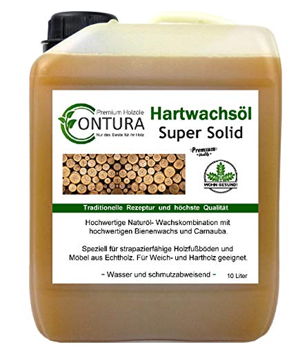 Hartwachsöl SUPER SOLID Hartöl Holzschutz Parkettöl Fußbodenöl MöbelölHolzöl Wachsemulsion (10 Liter) von Contura