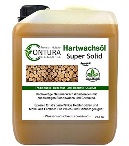 Hartwachsöl SUPER SOLID Hartöl Holzschutz Parkettöl Fußbodenöl MöbelölHolzöl Wachsemulsion (2,5 Liter) von Contura