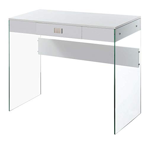 Convenience Concepts SoHo Schreibtisch mit 1 Schublade, Glas, 91,4 cm, Weiß von Convenience Concepts