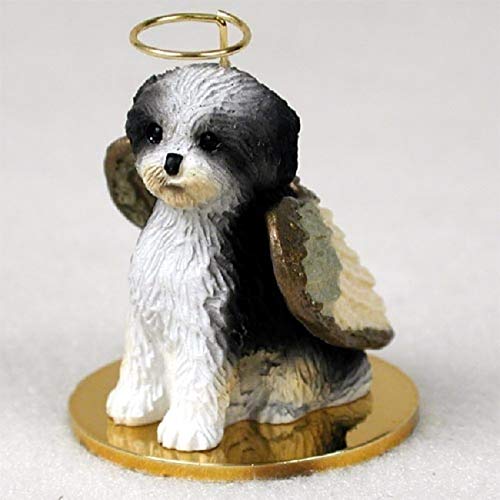 Shih Tzu Puppy Cut Angel Hund Ornament schwarz & weiß von Conversation Concepts