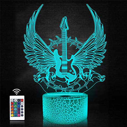 CooPark 3D Gitarre Nachtlicht Gitarrengeschenke für Musikliebhaber, 3D Gitarre Illusion lampe mit Fernbedienung und 16 Farben, die erstaunliche Ideen… von CooPark