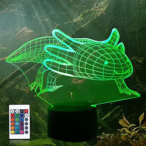 CooPark 3D mexikanischer Salamander Illusion lampe, LED Optisches Hologramm Nachtlicht 16 Farben ändern sich mit Fernbedienung, Kinderzimmer Dekor Kreative Geschenke für Weihnachten Geburtstag Kinder von CooPark