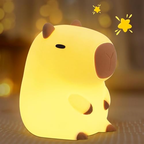 CooPark Capybara Nachtlicht, Kinder Capybara Lampe mit Dimmbarkeit und Timer, tragbare wiederaufladbare Kinderzimmer Nachttisch Schlafzimmer Tischdekoration Festivalgeschenk für Jungen und Mädchen von CooPark