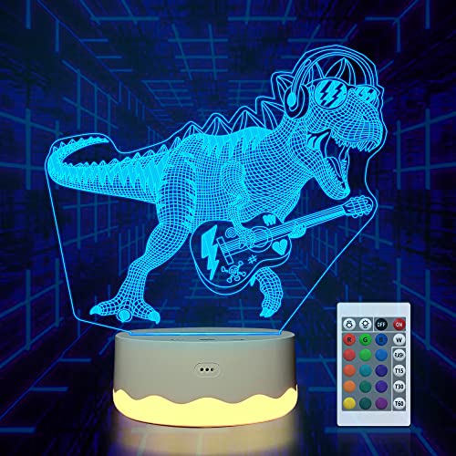 CooPark Dinosaurier Lampe Geschenk, Dino 3D Lampe mit Fernbedienung + Timer 16 Farbwechsel + Warmweiß, Schreibtischlampe Kinderzimmer Dekoration Weihnachtsgeburtstag, für Jurassic Fans Jungen Mädchen von CooPark