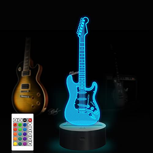 CooPark Gitarrenlampe 3D-Nachtlicht für Kinder mit Remote & Smart Touch 7 Farben + 16 Farben Ändern der dimmbaren Gitarre Spielzeug 1 2 3 4 5 6 7 8 Jahre alte Jungen- oder Kindergeschenke von CooPark