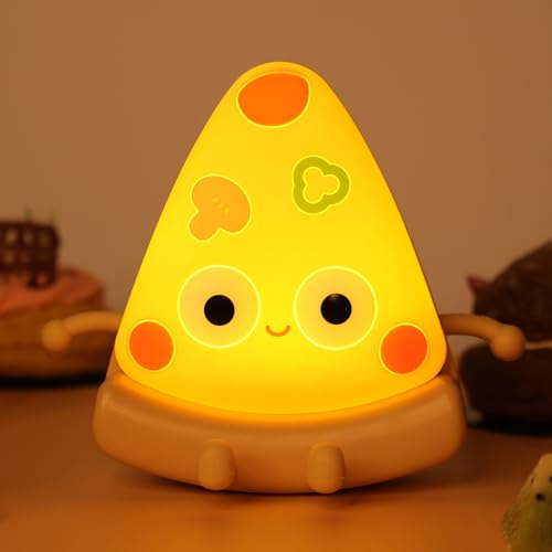 CooPark Pizza süße Nachtlicht für Kinder, Weiche Silikon Pizza-Lampe mit Dimmbarkeit und Timer, Kinderzimmer Tragbare wiederaufladbare Schlafzimmer Desk Dekor, Geburtstag Geschenke fürJungen Mädchen von CooPark