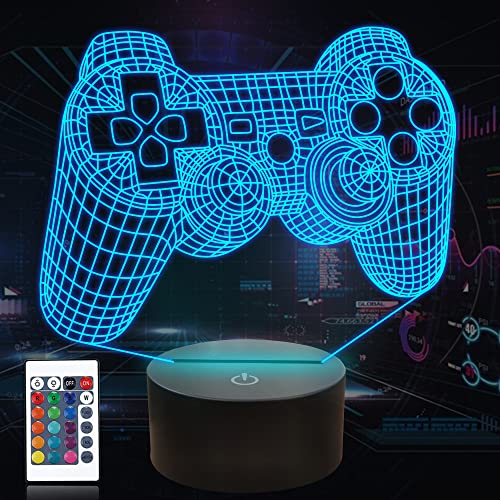 CooPark 3D Game Controller Lampe, Spiel 3D Illusionslampe für Kinder, 16 Farben ändern sich mit Fernbedienung, Kinderzimmer Dekor als Weihnachtsfeiertag Geburtstagsgeschenke für Jungen und Mädchen von CooPark