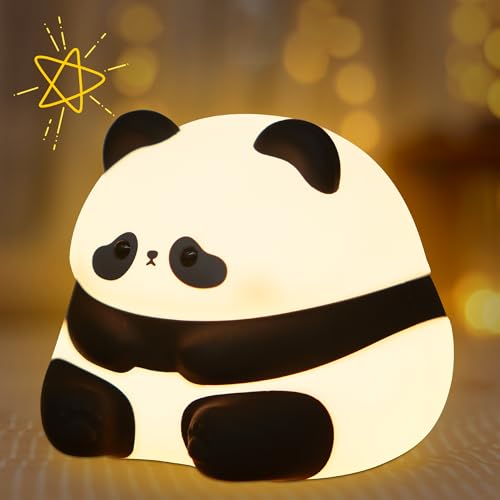 CooPark Süßes Panda Nachtlicht, Tier Weiche Silikon LED Touch Lampe mit Dimmbarkeit und Timer, Tragbare Wiederaufladbare Kinderzimmer Nachttisch Schlafzimmer Dekor Geburtstag für Kinder Jungen Mädchen von CooPark