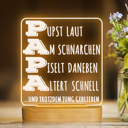 CooPark Papa Geburtstag Geschenk, Geschenke für Papa LED Lampe Nachtlicht, Vatertag, Thanksgiving, Weihnachten, Papa Geschenkidee von Tochter Sohn von CooPark