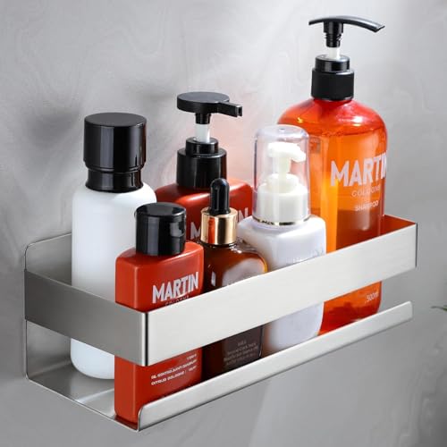 Cooeco Duschablage ohne Bohren - Duschkorb Selbstklebend Badezimmer Regal in Rostfrei, Platzsparendes Duschregal für Shampoo und Duschgel und Küchenregal ohne Bohren von Cooeco