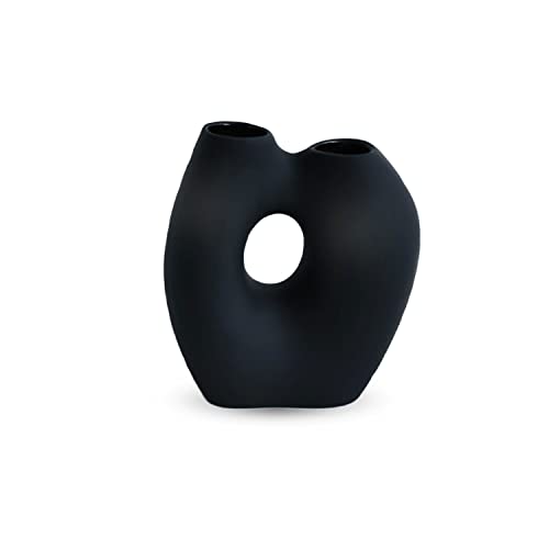 Cooee Design Frodig Vase Black, Keramik, organische Form, Schwarz, W: 9, L: 18, H: 20 CM von Cooee Design