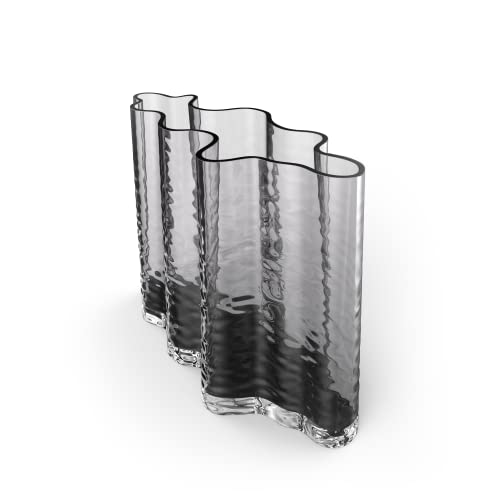 Cooee Design Gry Wide Vase 24cm Smoke, Glasvase, Tulpenvase, Aschefarbe von Cooee Design