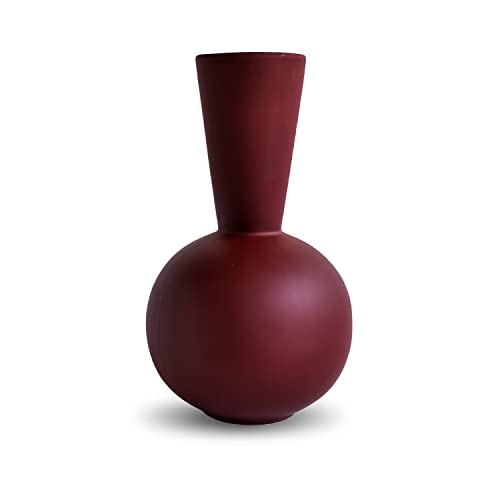 Cooee Design Trumpet-Vase aus Keramik in der Farbe Berry Handgefertigt, Maße: 17cm x 17cm x 30cm, HI-028-29-BR von Cooee Design