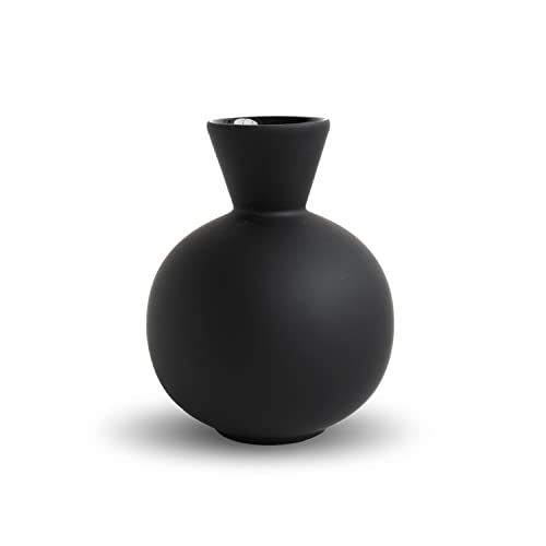 Cooee Design - Vase, Flower vase - Trumpet - Ceramic - Black/Black - (Diameter x Height) 12 x 16 cm von Cooee Design