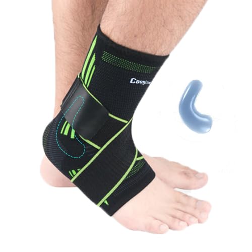 Coogime 2 Stück Knöchelbandage, Verstellbare Knöchelbandage Fussball, Plantarfasziitis Bandage, Sprunggelenkbandage für Sport, Breathable Ankle Brace (Green, M) von Coogime