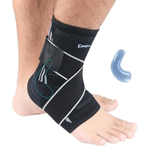 Coogime 2 Stück Knöchelbandage, Verstellbare Knöchelbandage Fussball, Plantarfasziitis Bandage, Sprunggelenkbandage für Sport, Breathable Ankle Brace (Grey, L) von Coogime
