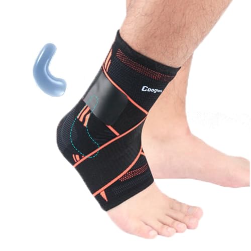 Coogime 2 Stück Knöchelbandage, Verstellbare Knöchelbandage Fussball, Plantarfasziitis Bandage, Sprunggelenkbandage für Sport, Breathable Ankle Brace (Orange, XL) von Coogime