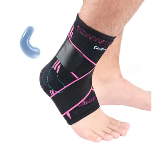 Coogime 2 Stück Knöchelbandage, Verstellbare Knöchelbandage Fussball, Plantarfasziitis Bandage, Sprunggelenkbandage für Sport, Breathable Ankle Brace (Pink, XL) von Coogime
