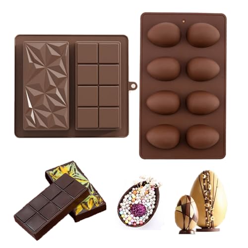 Coogime 2 Stück Schokoladenform Silikon Set, Tief Schokoladentafel Form, Dubai Schokoladenform, Schokoladenei Silikonform für Schokolade Sandwiches, Schokolade Praline Coogime 2 Stück Schokoladenform Silikon Set, Tief Schokoladentafel Form, Dubai Schokoladenform, Schokoladenei Silikonform für Schokolade Sandwiches, Schokolade Praline von Coogime