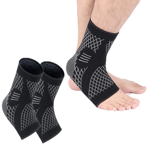 Coogime 2 Stück Sprunggelenkbandage, Bandage Fußgelenk, Kompressionssocken, plantarfasziitis Bandage, Breathable Ankle Brace, Fußbandage für Sport, Fitness, Alltag (Black, L(EU:39-42)) von Coogime