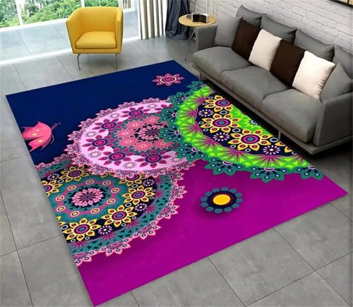 Cooiiye Teppich 120x160cm Verträumte Blumen Moderner Großer Teppich,Teppichs Wohnzimmer Waschbarer, rutschfest Easy Clean teppichs für Schlafzimmer, Balkon, Auch, KüChe oder Esszimmer Geeignet von Cooiiye