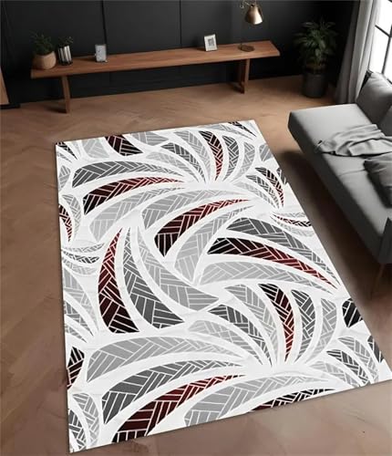 Cooiiye Teppich 120x180cm Graubrauner Streifen Moderner Großer Teppich,Teppichs Wohnzimmer Waschbarer, rutschfest Easy Clean teppichs für Schlafzimmer, Balkon, Auch, KüChe oder Esszimmer Geeignet von Cooiiye