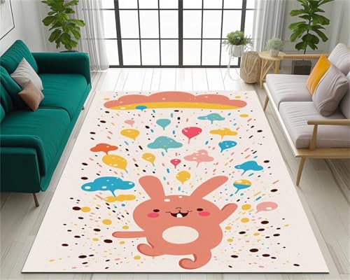 Cooiiye Teppich 120x180cm Süße Hasenwolken Moderner Großer Teppich,Teppichs Wohnzimmer Waschbarer, rutschfest Easy Clean teppichs für Schlafzimmer, Balkon, Auch, KüChe oder Esszimmer Geeignet Cooiiye Teppich 120x180cm Süße Hasenwolken Moderner Großer Teppich,Teppichs Wohnzimmer Waschbarer, rutschfest Easy Clean teppichs für Schlafzimmer, Balkon, Auch, KüChe oder Esszimmer Geeignet von Cooiiye