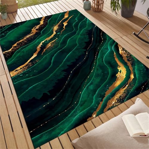 Cooiiye Teppich 140x200cm Grüngoldener Marmor Moderner Großer Teppich,Teppichs Wohnzimmer Waschbarer, rutschfest Easy Clean teppichs für Schlafzimmer, Balkon, Auch, KüChe oder Esszimmer Geeignet Cooiiye Teppich 140x200cm Grüngoldener Marmor Moderner Großer Teppich,Teppichs Wohnzimmer Waschbarer, rutschfest Easy Clean teppichs für Schlafzimmer, Balkon, Auch, KüChe oder Esszimmer Geeignet von Cooiiye