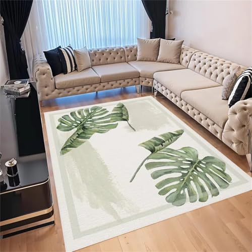 Cooiiye Teppich 40x120cm Blätter grün Moderner Großer Teppich,Teppichs Wohnzimmer Waschbarer, rutschfest Easy Clean teppichs für Schlafzimmer, Balkon, Auch, KüChe oder Esszimmer Geeignet von Cooiiye