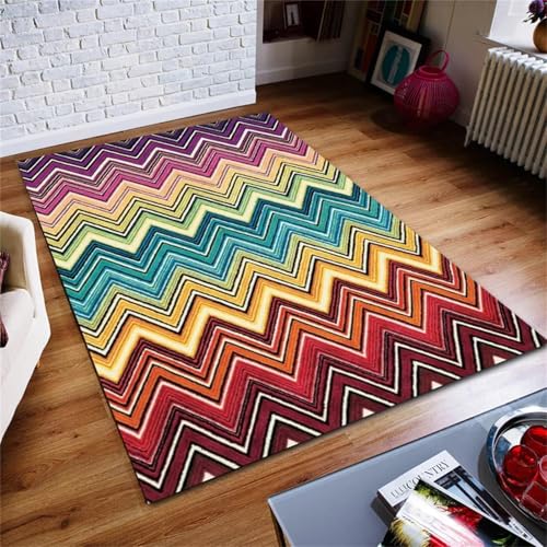 Cooiiye Teppich 40x120cm Streifen Regenbogen Moderner Großer Teppich,Teppichs Wohnzimmer Waschbarer, rutschfest Easy Clean teppichs für Schlafzimmer, Balkon, Auch, KüChe oder Esszimmer Geeignet von Cooiiye
