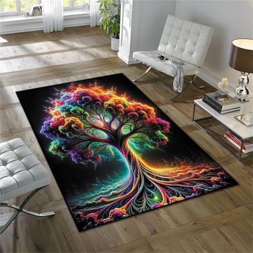 Cooiiye Teppich 40x60cm Fantasie Bunter Baum Moderner Großer Teppich,Teppichs Wohnzimmer Waschbarer, rutschfest Easy Clean teppichs für Schlafzimmer, Balkon, Auch, KüChe oder Esszimmer Geeignet von Cooiiye