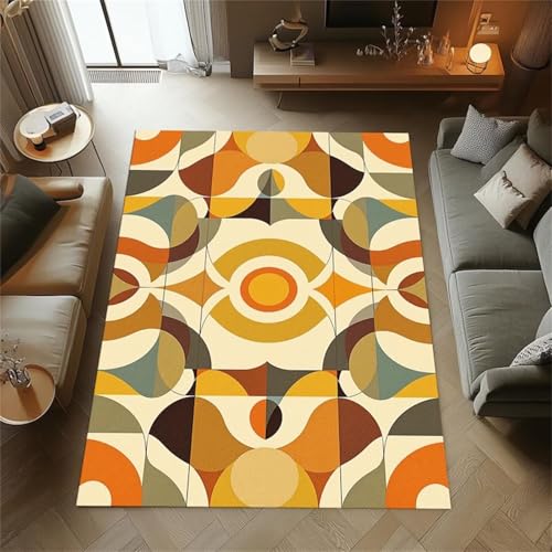Cooiiye Teppich 40x60cm Gelb Beige Geometrisch Moderner Großer Teppich,Teppichs Wohnzimmer Waschbarer, rutschfest Easy Clean teppichs für Schlafzimmer, Balkon, Auch, KüChe oder Esszimmer Geeignet von Cooiiye